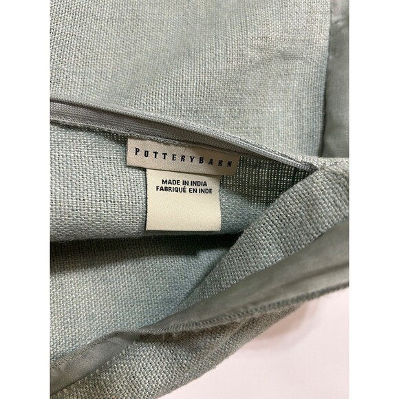 Pottery Barn Linen Sage Green Sea Foam Throw Pillow Cover 20" X 20" - Picture 4 of 6